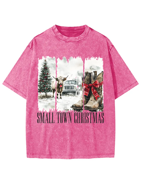 Small Town Christmas Washed T-shirt