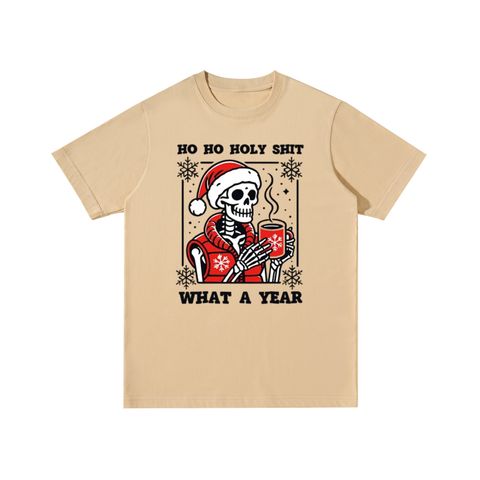 Ho Ho Holy Shit Santa Skull Cotton T-Shirt