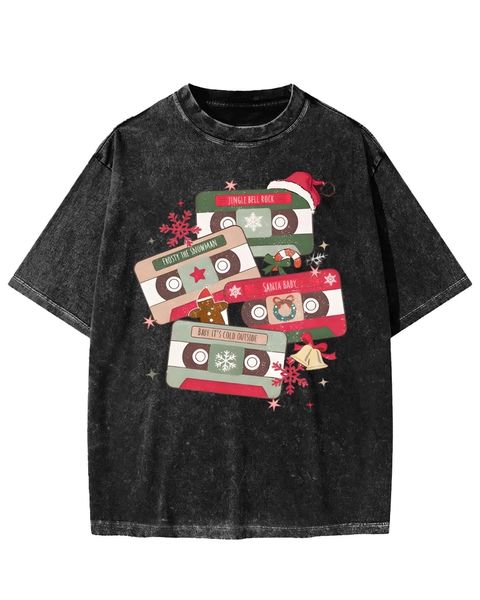Christmas Classic Tunes Cassette Washed T-shirt