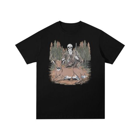 Skull Hunter & Deer Cotton T-Shirt