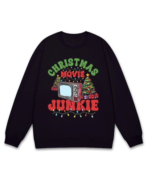 Christmas Movie Junkie Retro TV & Holiday Decor Sweatshirt