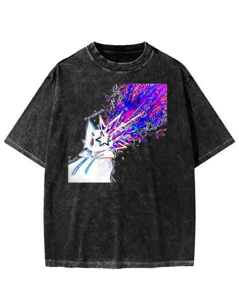 Abstract Art Animal Explosion Graphic Washed T-shirt