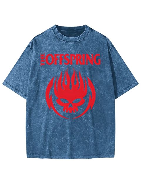 The Offspring Flaming Skull Band Logo Washed T-Shirt