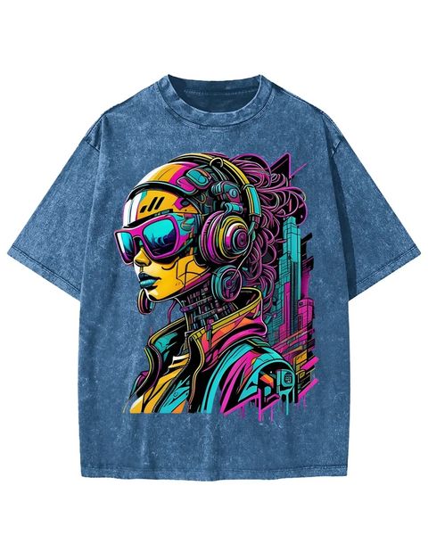 Cyberpunk DJ Figure Washed T-Shirt