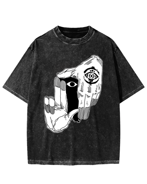 Surreal Hand & Eye Graphic Washed T-shirt