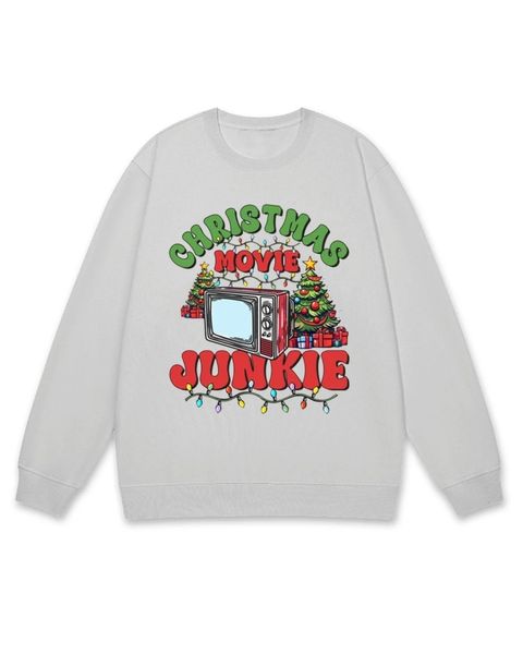 Christmas Movie Junkie Retro TV & Holiday Decor Sweatshirt