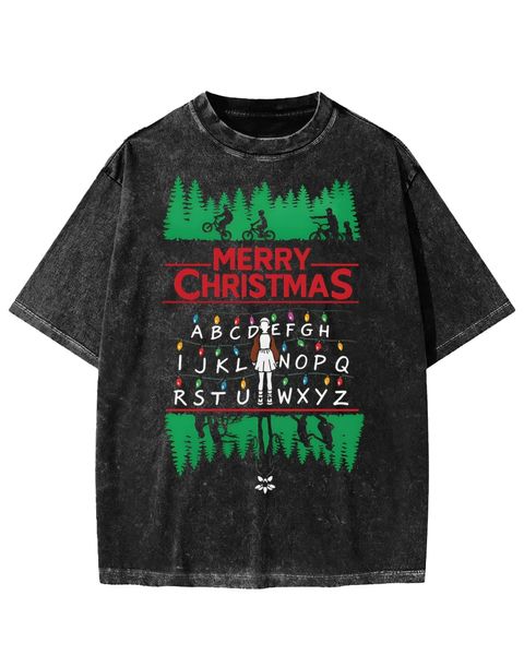 Horror Christmas Merry Christmas Washed T-shirt