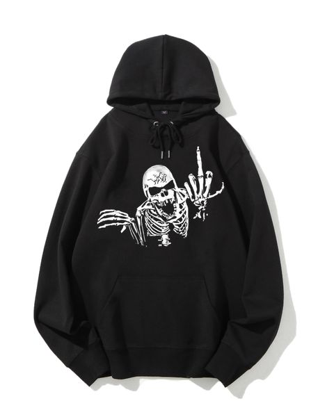 Skull Gesture Graphic Classic Hoodie