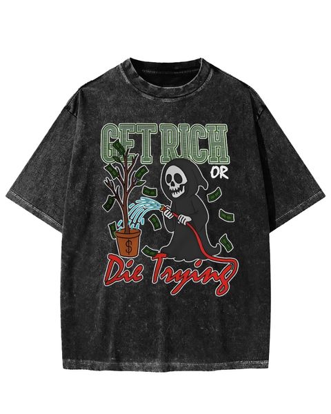 Get Rich Or Die Trying Washed T-Shirt