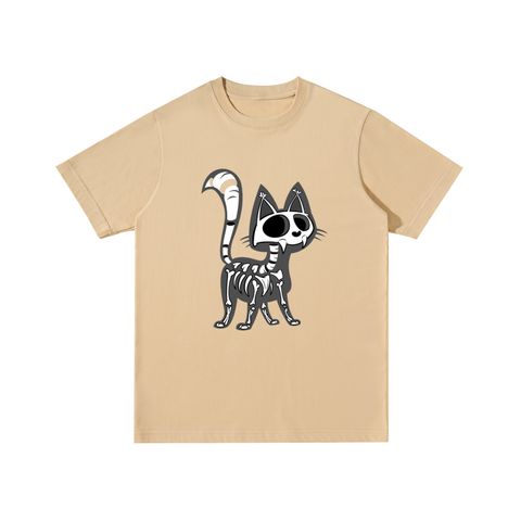 Skeleton Cat Cotton T-shirt