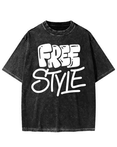 Free Style Graffiti Font Washed T-Shirt