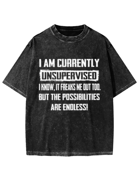 I Am Currently Unsuoerviser Washed T-shirt