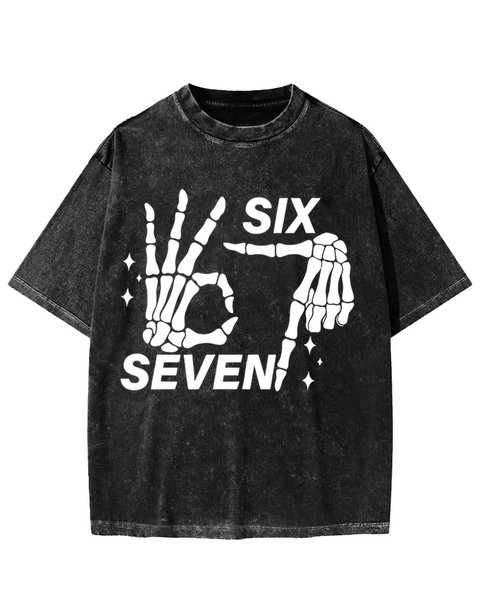 Skull Hand 67 Gesture Washed T-shirt