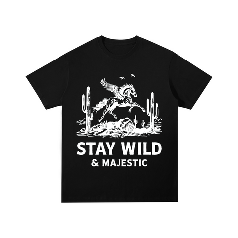 Stay Wild & Majestic Pegasus Cotton T-shirt