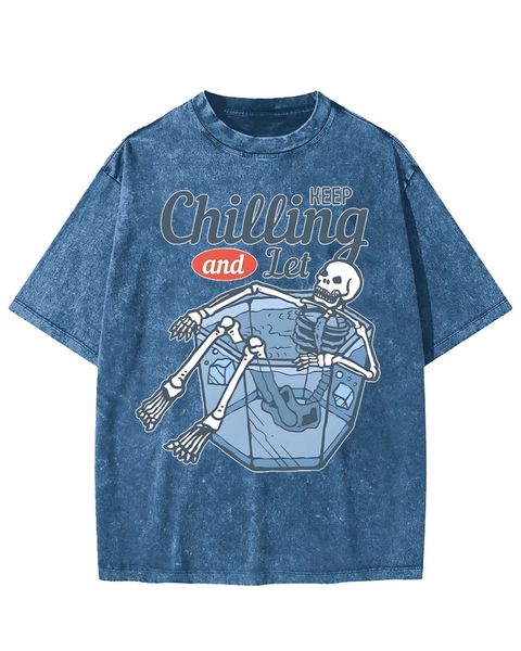 Skeleton Chilling & Keep Let Washed T-shirt