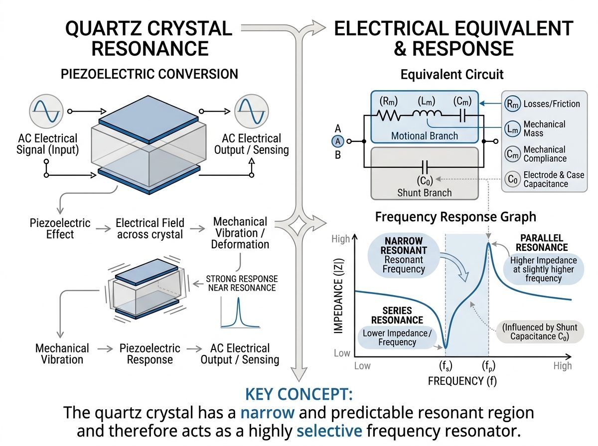 quartz crystal equivalent circuit and resonance diagram