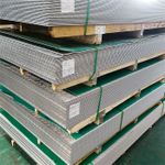 stainless steel patterned plate ASTM certification label stacked in warehouse