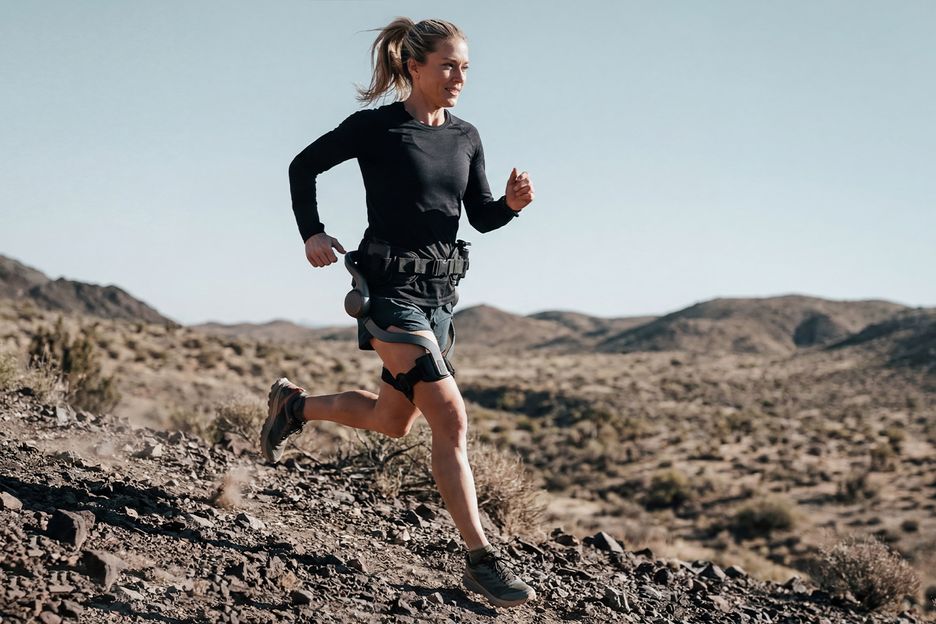 downhill with exoskeleton