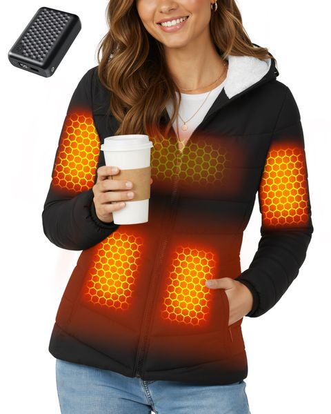 Chaqueta térmica acolchada para mujer (capucha polar)