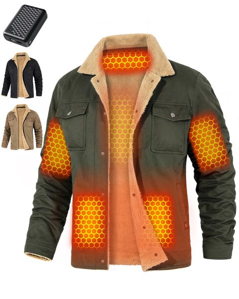 Chaqueta vaquera cargo calefactable para hombre (forro de sherpa)