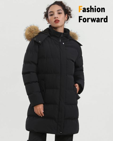 Abrigo acolchado largo calefactable para mujer (corte regular)