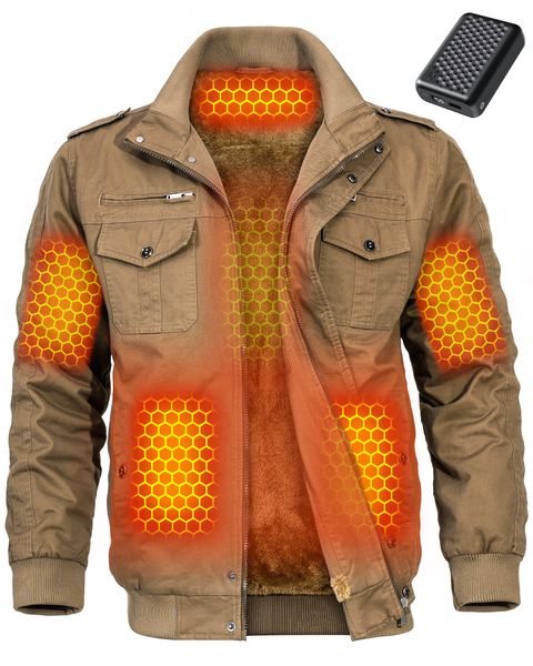 Chaqueta térmica gruesa tipo cargo para hombre (forrada con forro polar)