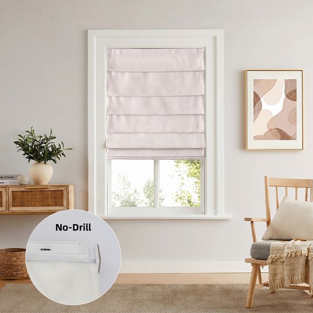 No-Drill Lowen Soft Fold Linen Roman Shades