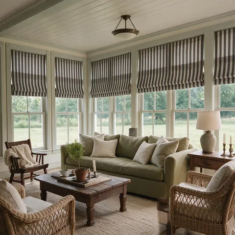 Custom Back Slat Roman Shades