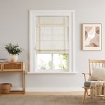 Lowen Linen Roman Shades - Ivory with Trim and Valance