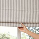 No-Drill Lambert Stripe Linen Roman Shades