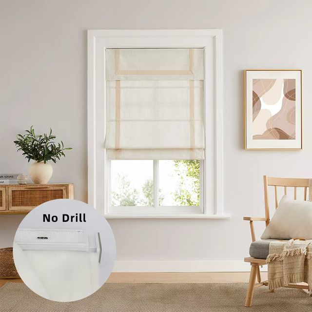 No-Drill Lowen Linen Roman Shades