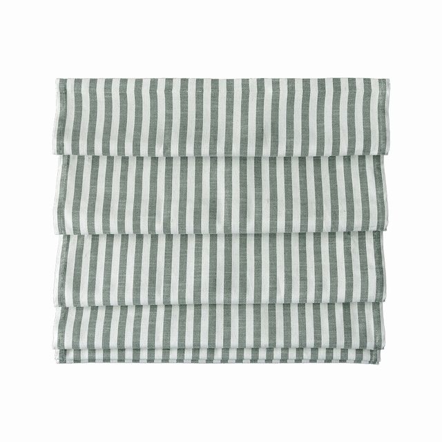 No-Drill Lambert Soft Fold Stripe Linen Roman Shades