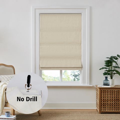 No-Drill Luna Linen Roman Shades