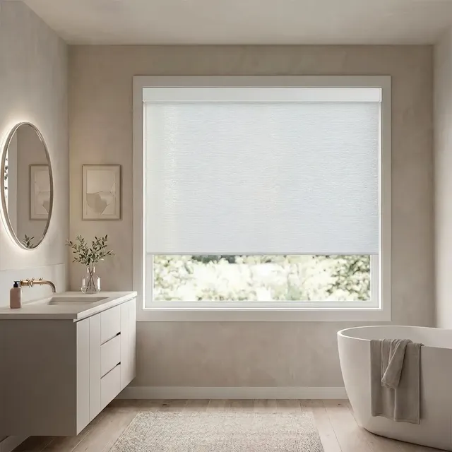 SOVOEN EvenWeave Custom Motorized Solid Color Roller Shades