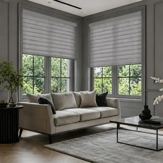 SOVOEN Textura Custom Motorized Light Filtering & Blackout Sheer Shades