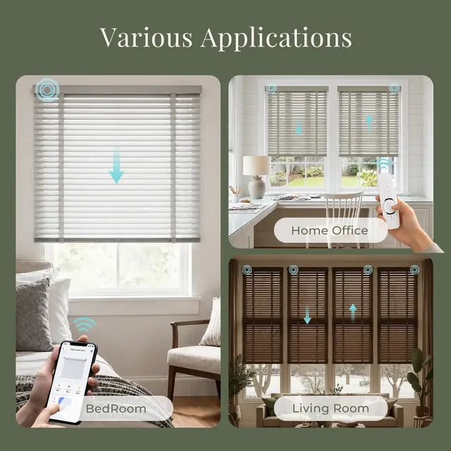 SOVOEN NaturalGrain Custom Motorized Wood Blinds