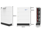 Dimensions and internal layout of CF PowerStack 256 stackable LFP battery system for home energy storage