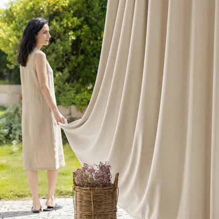 a sample of Eve Textured Chenille 100% Blackout Curtains | Chenille Velvet Curtains