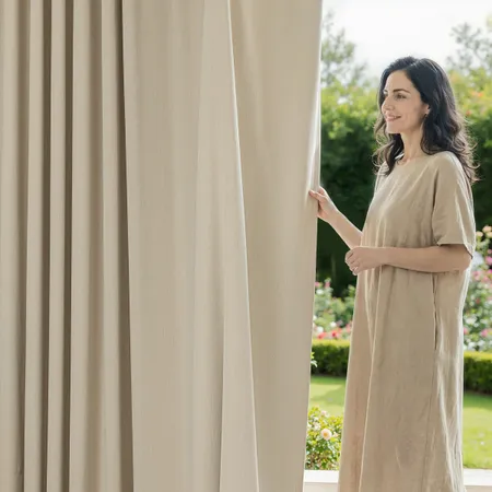 a sample of Echo Wave Textured Chenille Blackout Curtains