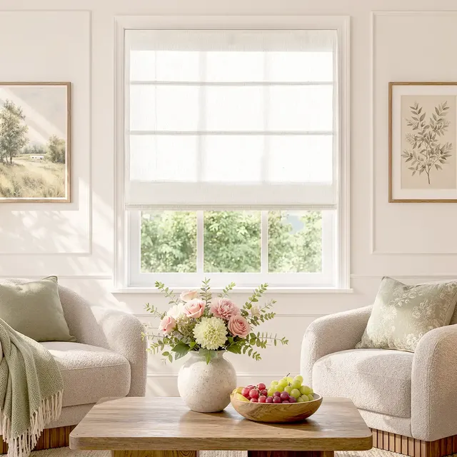 Bella Custom Linen Roman Shade Cordless