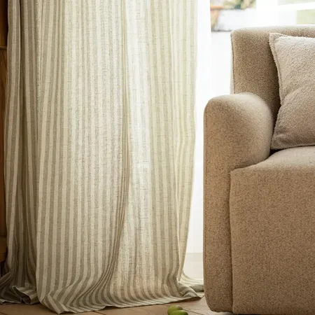 a sample of Boxter Vertical Striped Linen Curtains | Custom Drapes