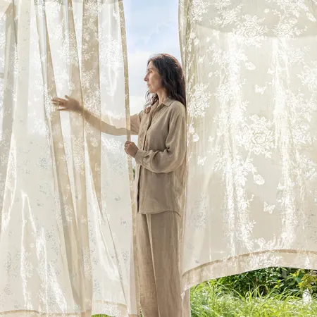 Bloomveil Rose Burnout Sheer Curtains