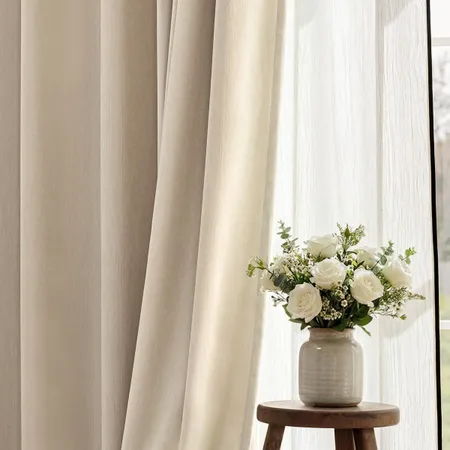 the details of Eve Textured Chenille 100% Blackout Curtains | Chenille Velvet Curtains