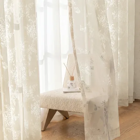 Bloomveil Rose Burnout Sheer Curtains
