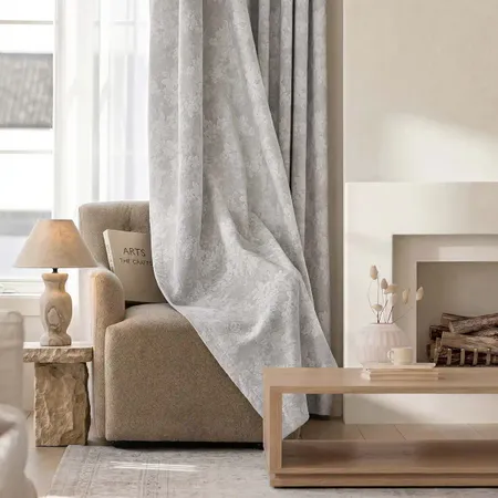 the details of Apricotta Textured Chenille Blackout Curtains | Luxury Drapes