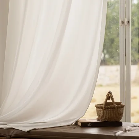 the details of Mistveil White Sheer Curtains - Airy Drapes