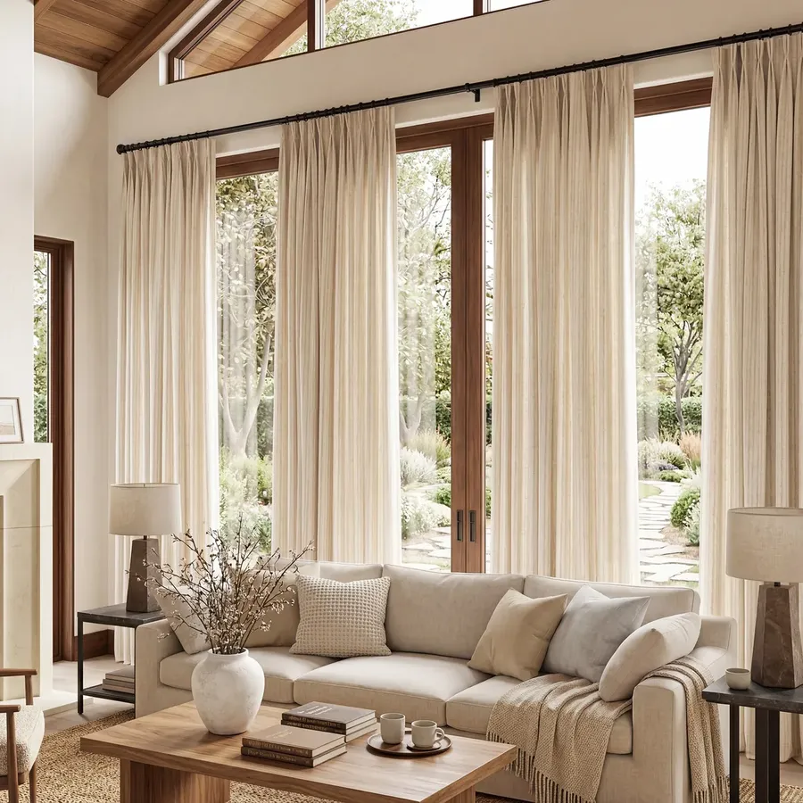 Waverly Textured Linen Curtains | Custom Linen Drapes | Lazzzy Deco