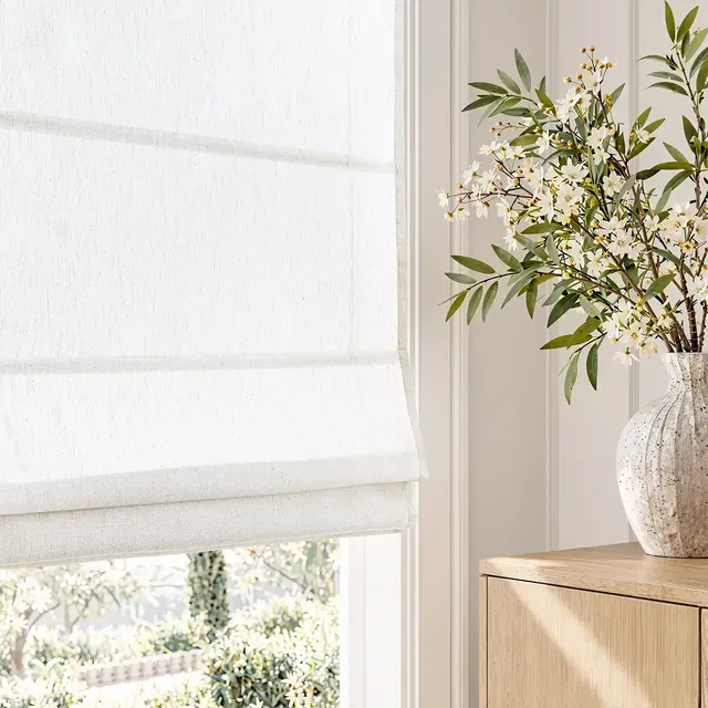 Bella Custom Linen Roman Shade Cordless
