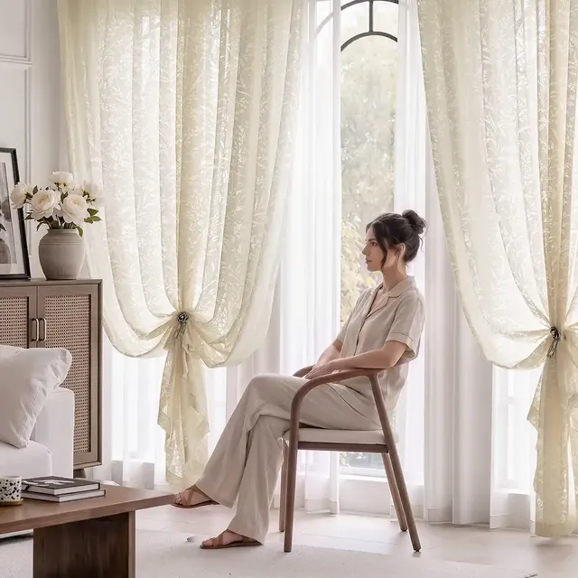 Lunashade Botanical Motif Sheer Curtain