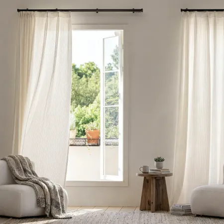 a sample of Sunstria Striped Sheers - Woven Textured Fabric